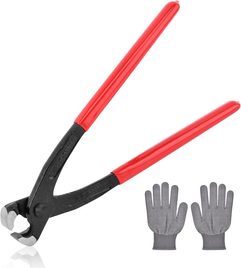 PUXING 9 inch Ear Clamp Pliers Ear Hose Clamps Tool with Gloves Pinch Pincer plier Nail Puller Ear Hose Clamps Pliers Nail Remover Pincer Crimper Tool for Pipe Hose Clamps(COLOR:as shown) - Image 1